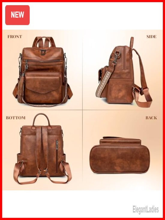 PU Leather Backpack Purse, Anti-theft Convertible Shoulder Bag Handbag main image 4